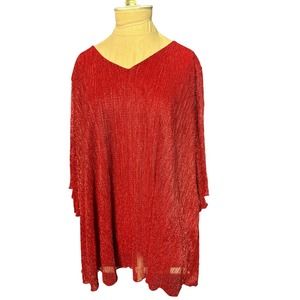 Catherines Red Sparkle Tunic Party Cocktail Fancy Top Size 1X